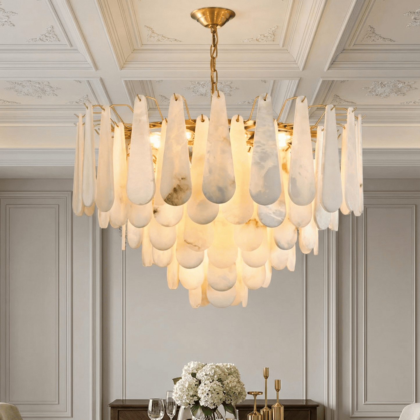 Premium French Marble Chandelier  with Copper Perfect Lighting for All Spaces