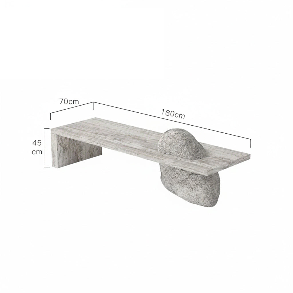 Wabi Sabi Zen Tea Table With Minimalist Marble Desk for Living Room, Office & Meditation Spaces