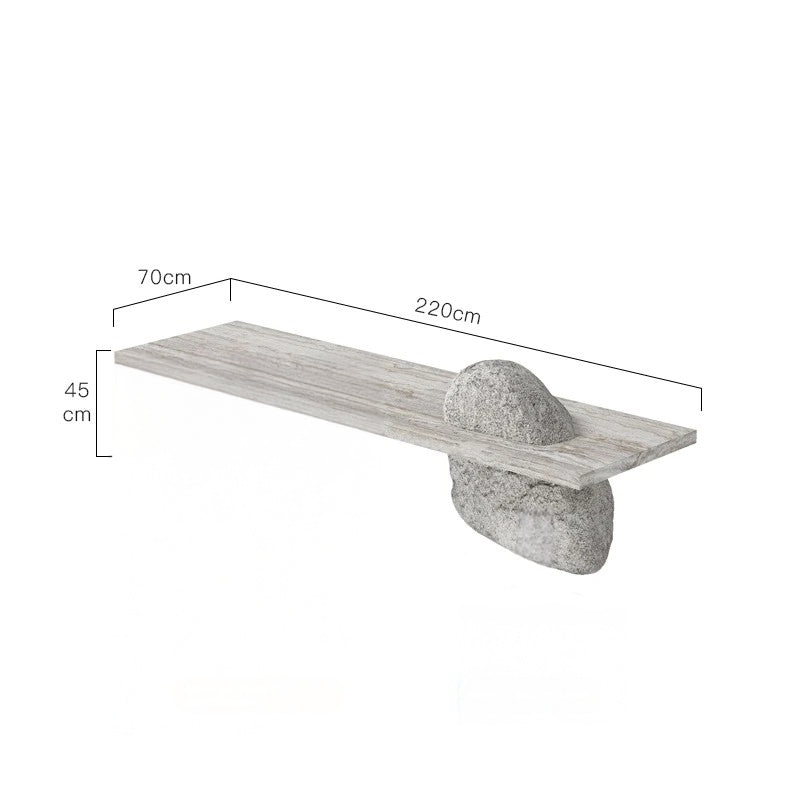 Wabi Sabi Zen Tea Table With Minimalist Marble Desk for Living Room, Office & Meditation Spaces