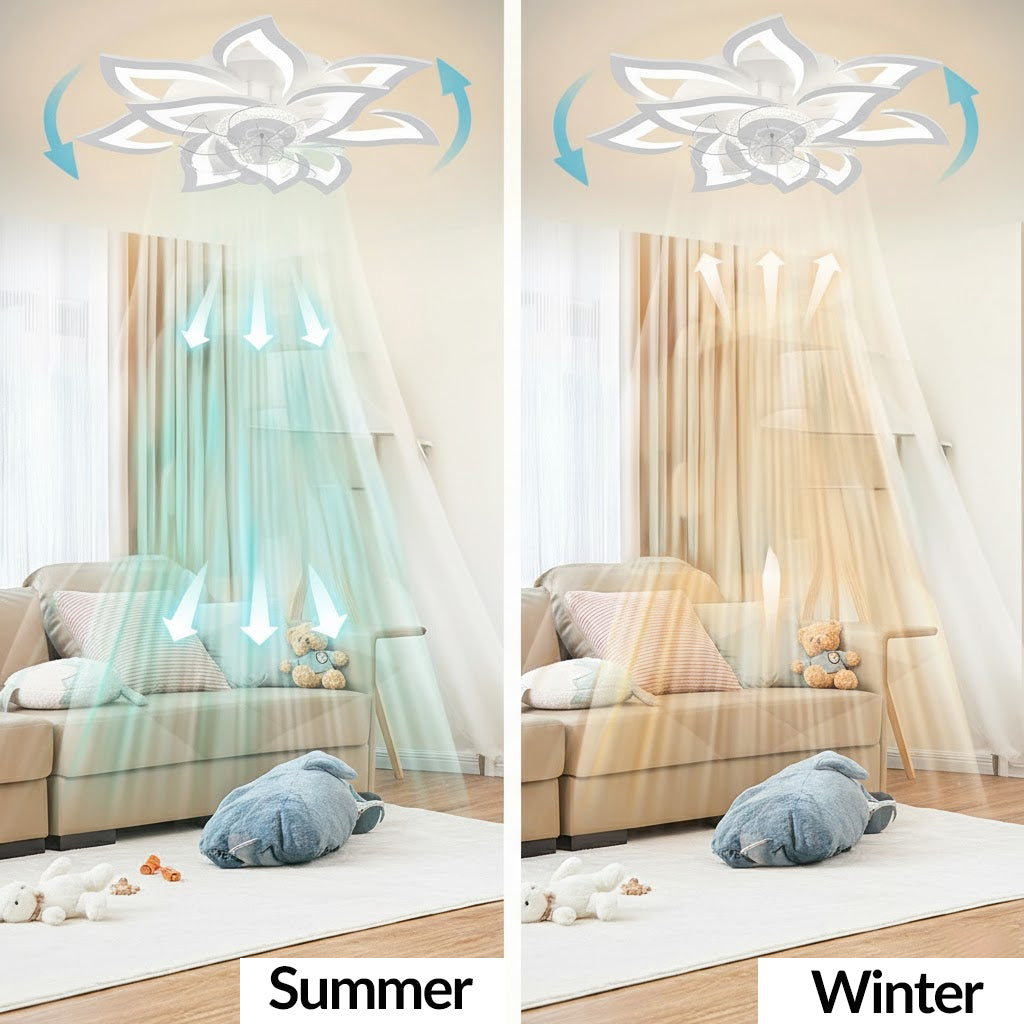 Modern Ceiling Fan with Lights Elegant Flower Flush Mount for Bedroom & Living Room