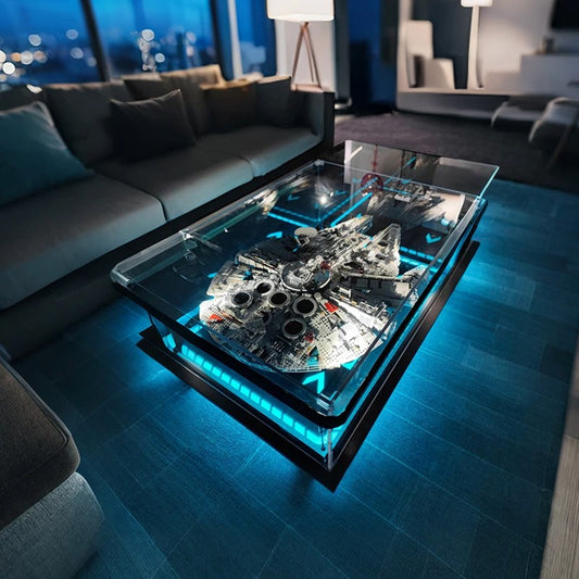 Modern Acrylic Coffee Table with Display Box Perfect for Living Rooms & Collectors