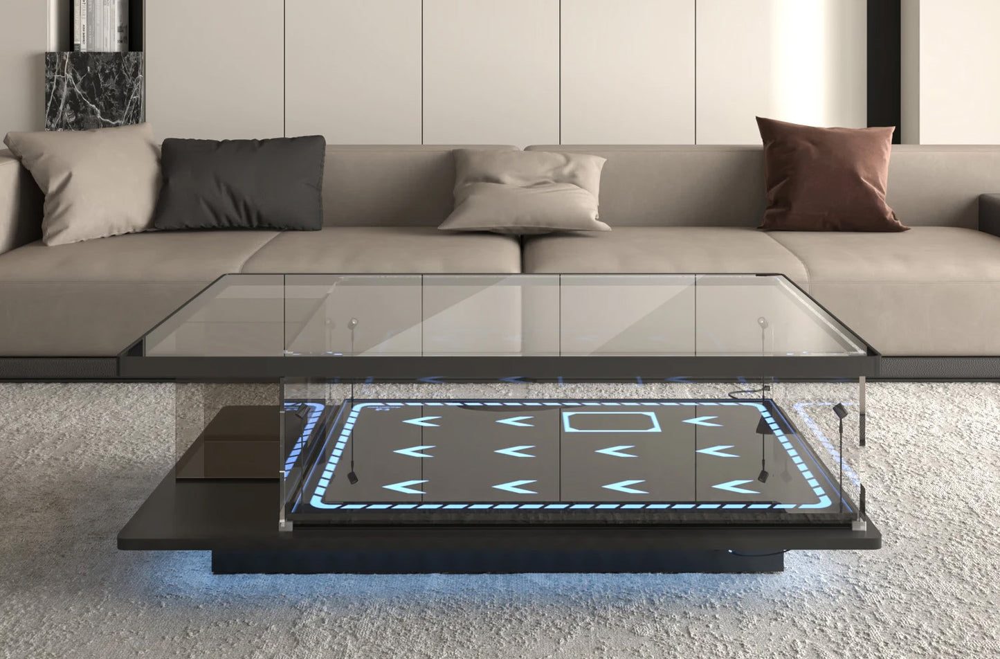 Modern Acrylic Coffee Table with Display Box Perfect for Living Rooms & Collectors