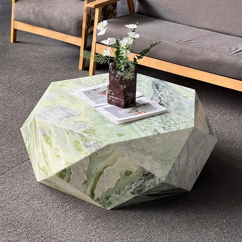 Wabi Sabi Natural Marble Coffee Table Handcrafted Monolith for Artistic Interiors