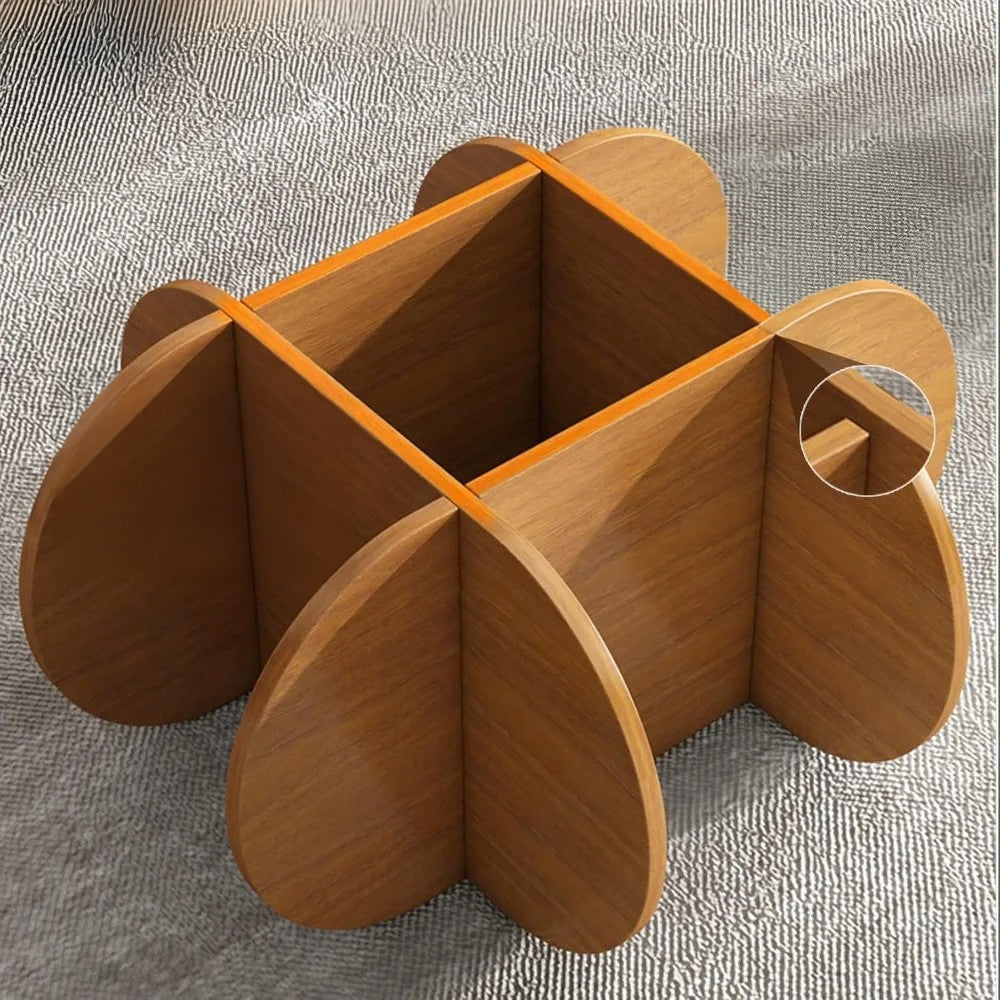 Modern Round Coffee Table With Solid Wood Legs for Living Room