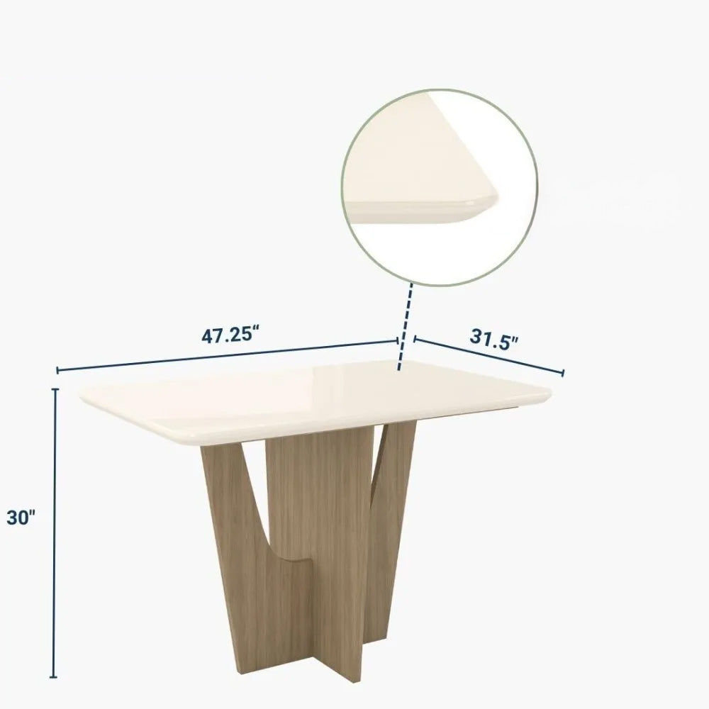 Luxury Italian-Style Glass Dining Table with Wood Base Perfect for Stylish Apartments & Homes
