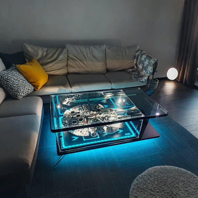 Modern Acrylic Coffee Table with Display Box Perfect for Living Rooms & Collectors