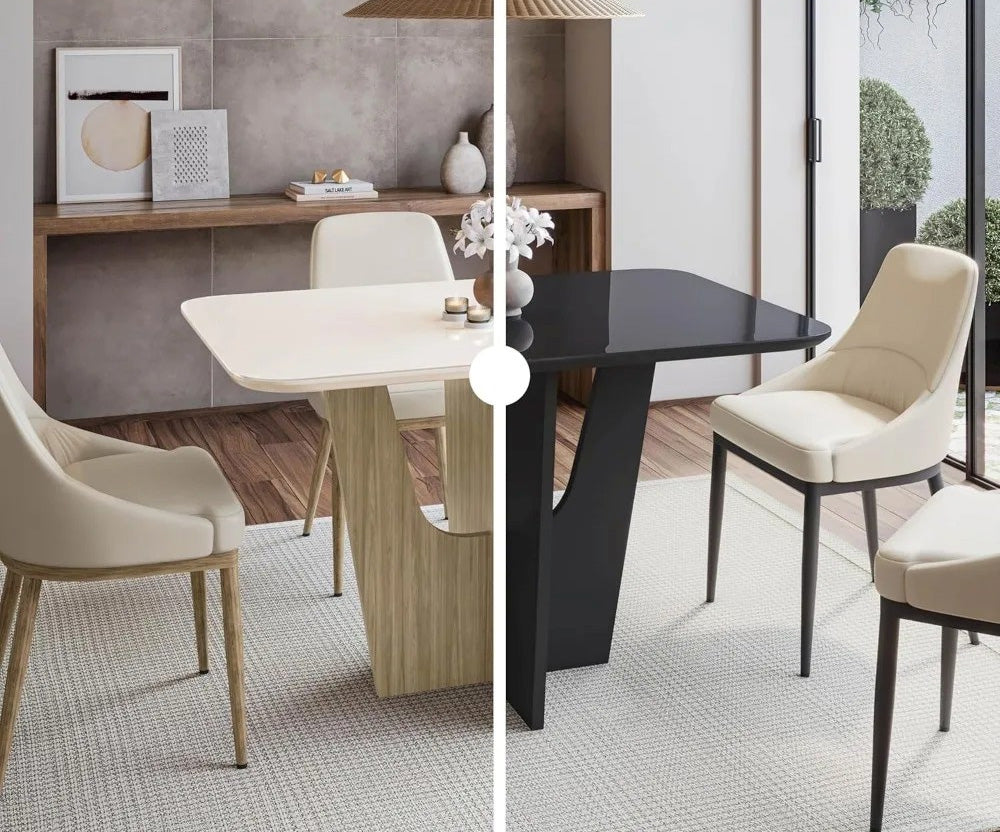 Luxury Italian-Style Glass Dining Table with Wood Base Perfect for Stylish Apartments & Homes