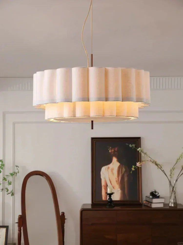 Wabi Sabi Fabric Chandelier Elegant Hanging Lamp for Modern Living & Bedroom Spaces