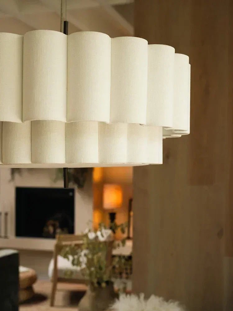 Wabi Sabi Fabric Chandelier Elegant Hanging Lamp for Modern Living & Bedroom Spaces