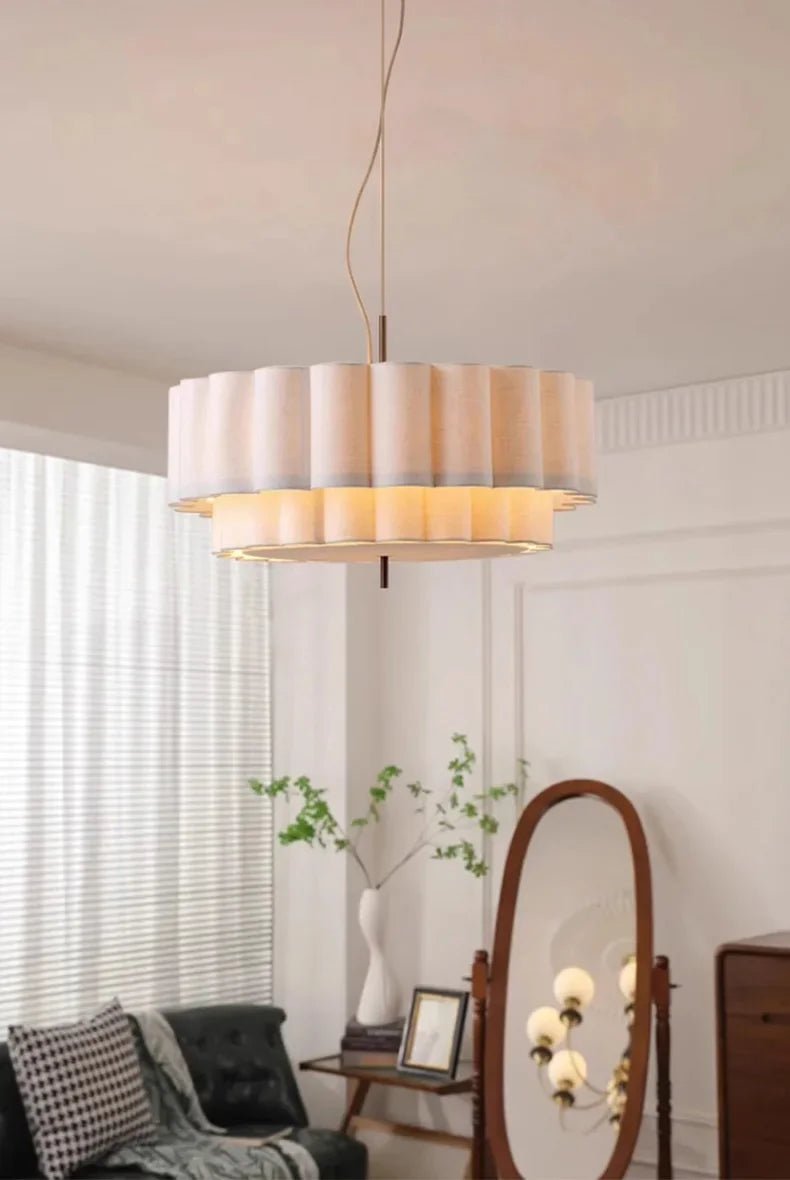Wabi Sabi Fabric Chandelier Elegant Hanging Lamp for Modern Living & Bedroom Spaces