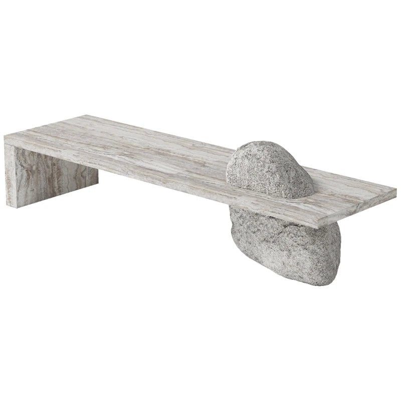Wabi Sabi Zen Tea Table With Minimalist Marble Desk for Living Room, Office & Meditation Spaces
