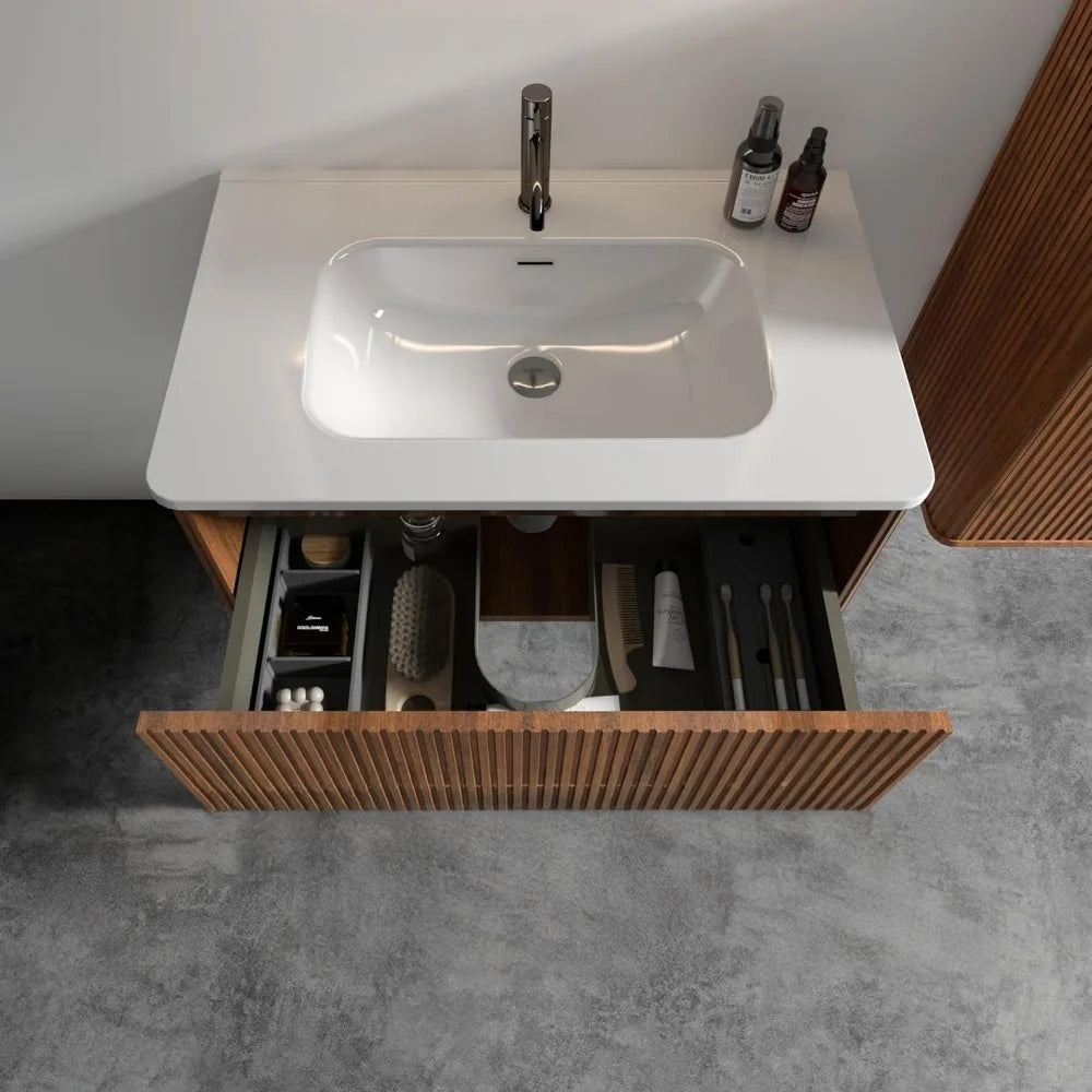 Floating Bathroom Vanity With Large Sink & Deep Storage Drawers for Modern Bathroom