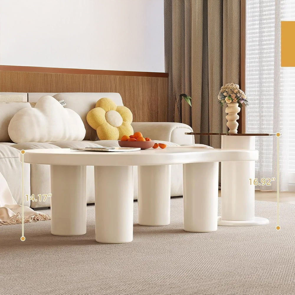 Modern Nesting Coffee Table Set with Tempered Glass Tops for Living Rooms & Apartments