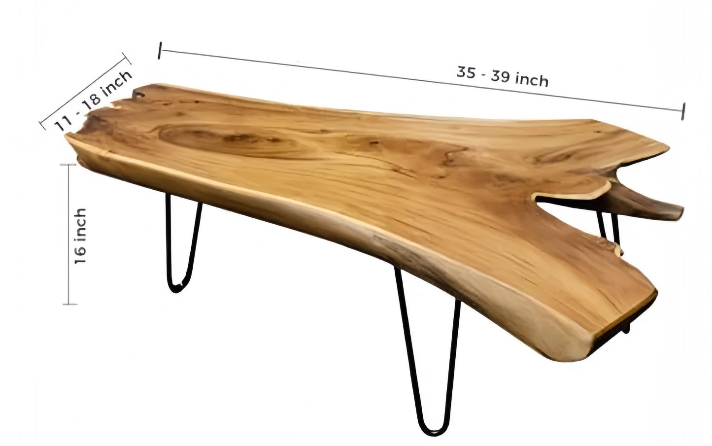Natural Wood Coffee Table Live Edge Design for Living Room Elegance