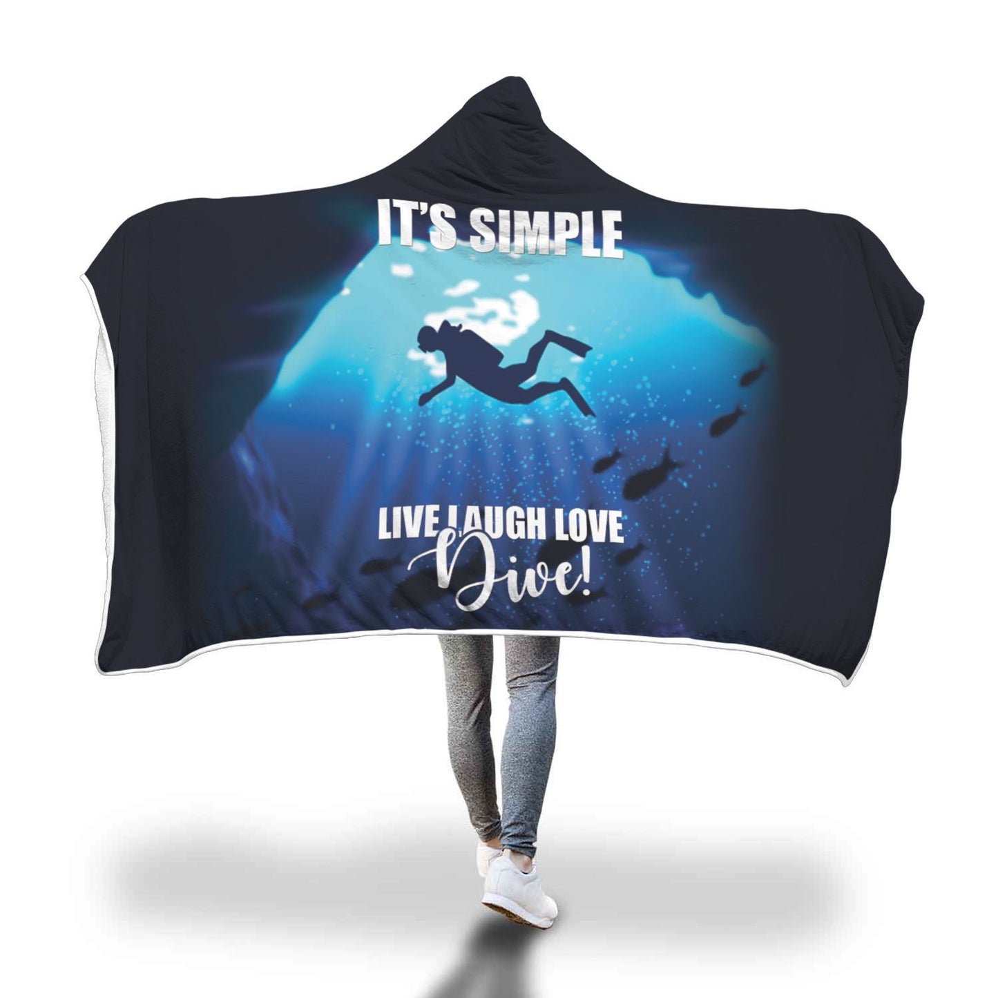 Live Laugh Love Dive! Hooded Blanket - Perfenq