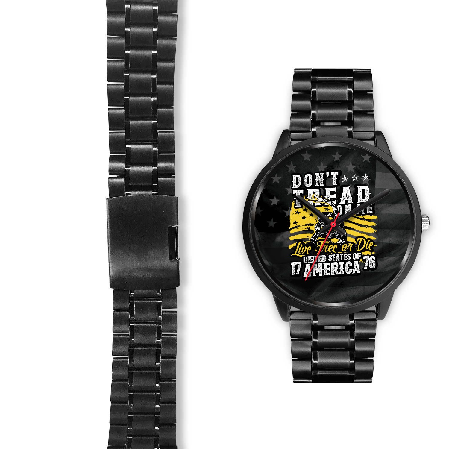 Don't Tread on Me Custom Stainless Steel Watch - Perfenq