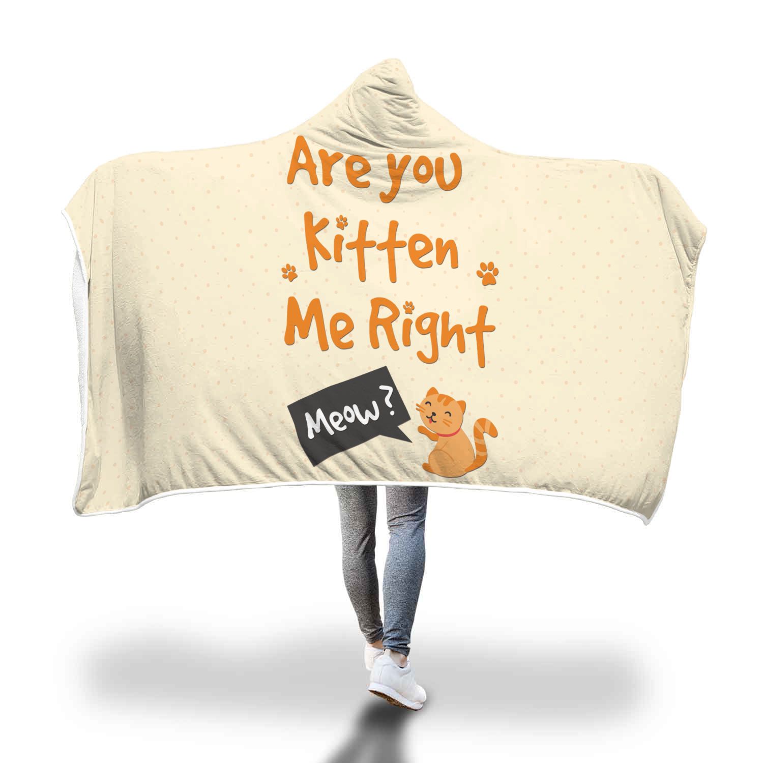 Are You Kitten Me Hooded Blanket - Perfenq