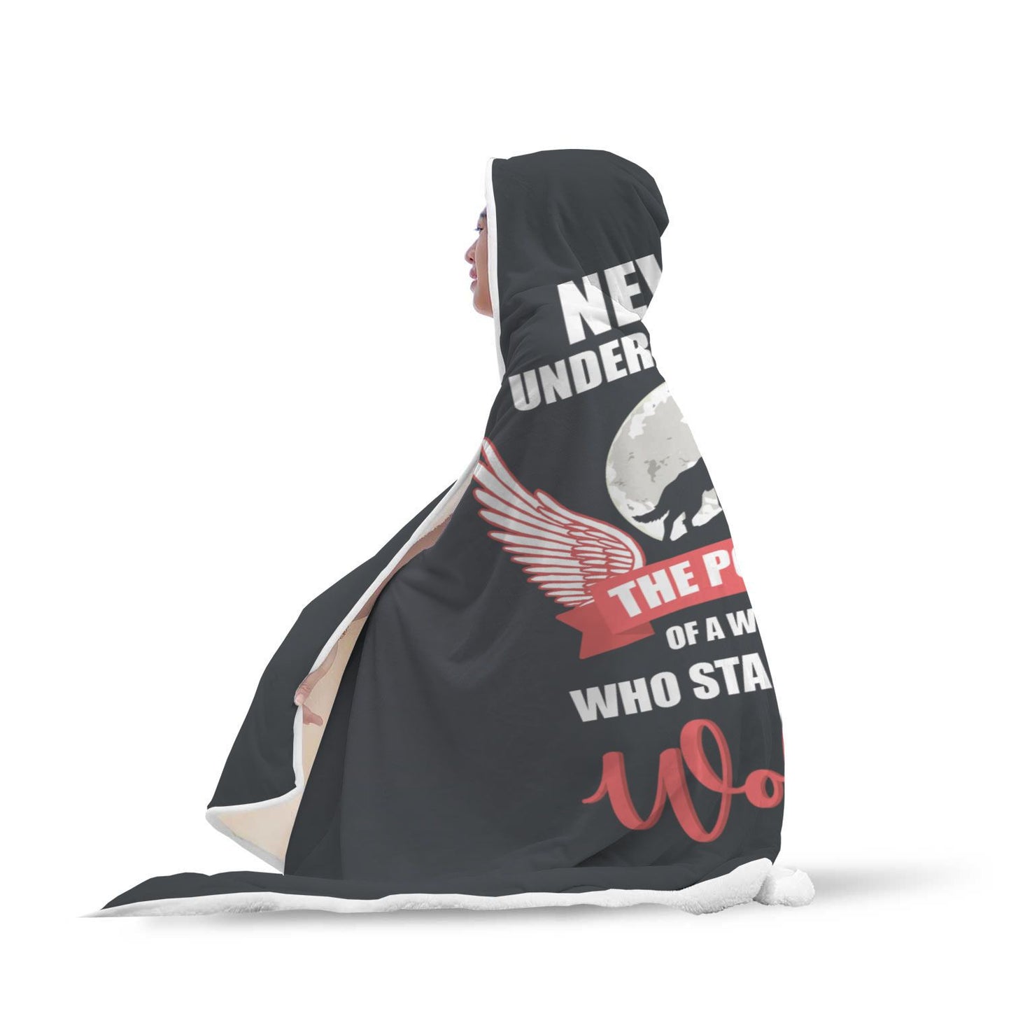 Woman Wolf Lover Hooded Blanket - Perfenq