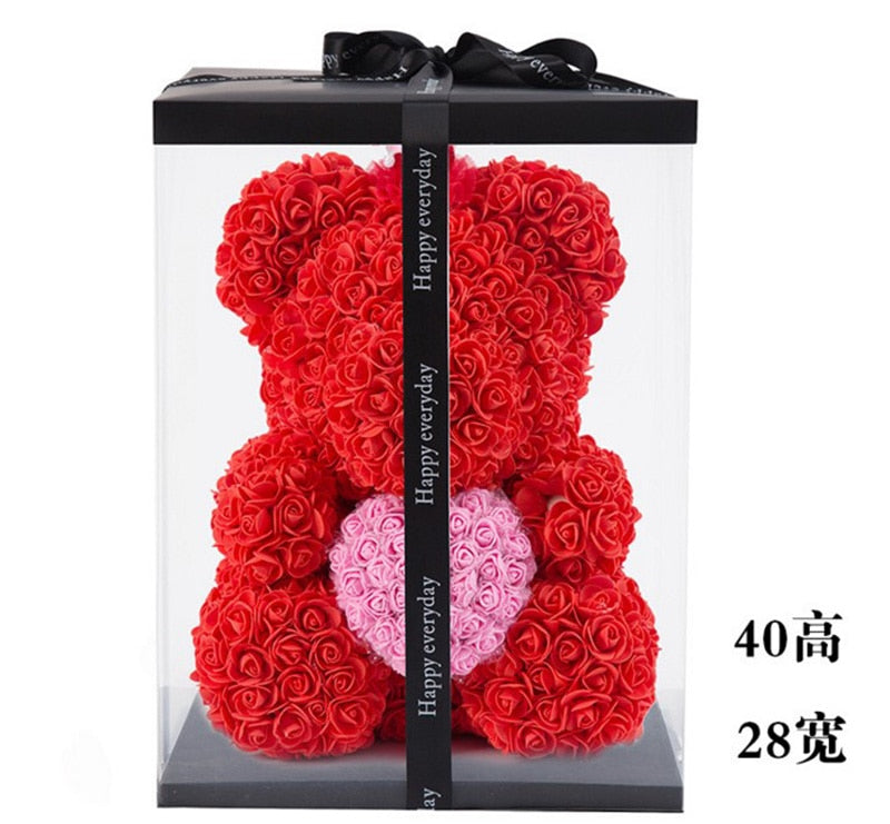 Rose Teddy Bear with Heart - Perfenq