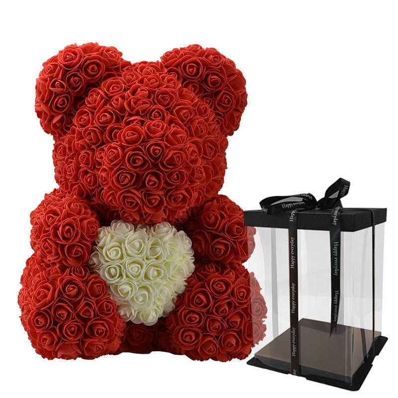 Rose Teddy Bear with Heart - Perfenq