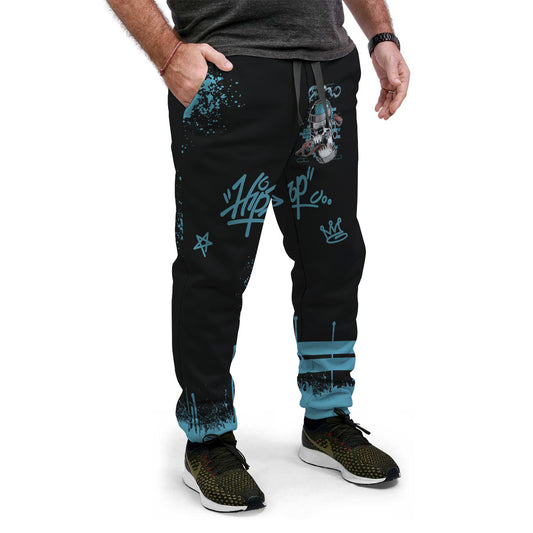 Black & Blue Custom Designed AOP Joggers - Perfenq