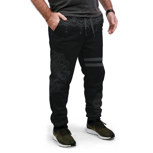 Black Geometry Custom Made Joggers - Perfenq