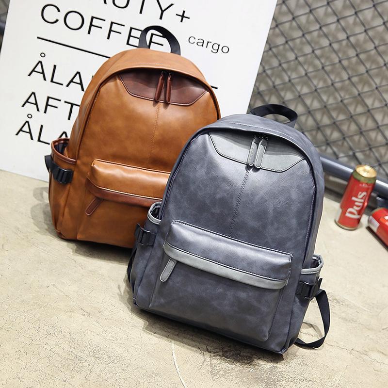 Vintage Fashion Casual PU Leather Backpack - Perfenq