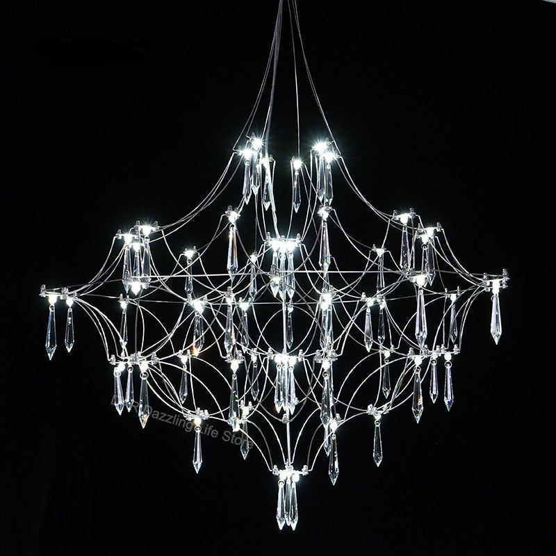 LED Crystal Chandelier: Modern Hanging Light for Living, Dining, and Bedroom Spaces
