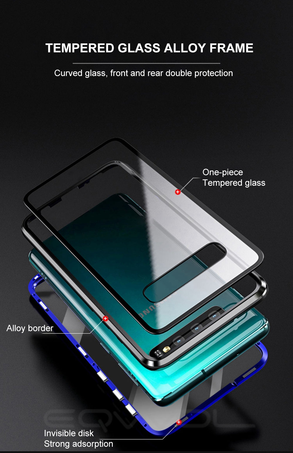 Magnetic Case for Samsung Galaxy (Double Sided) - S10 Plus, S9, S8, Note 9, 8 - Perfenq