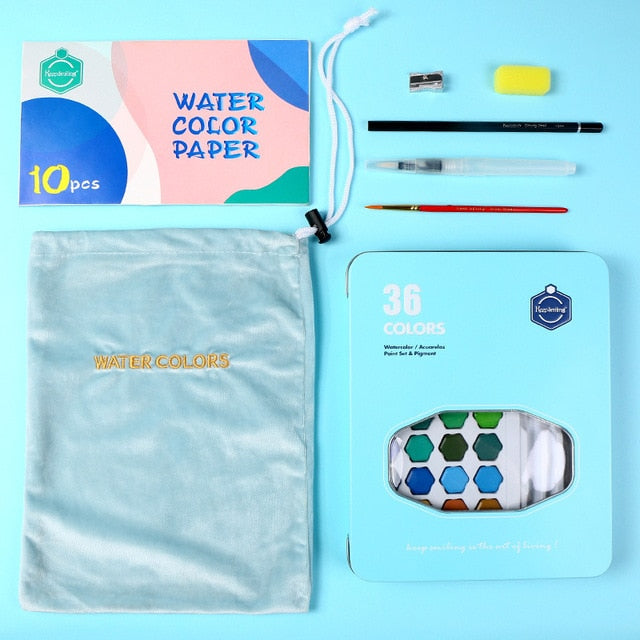 Portable Watercolor Paint Set with 36 Colors (Shiniest Paint Color)