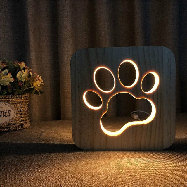 USB Wooden Dog Paw Lamp