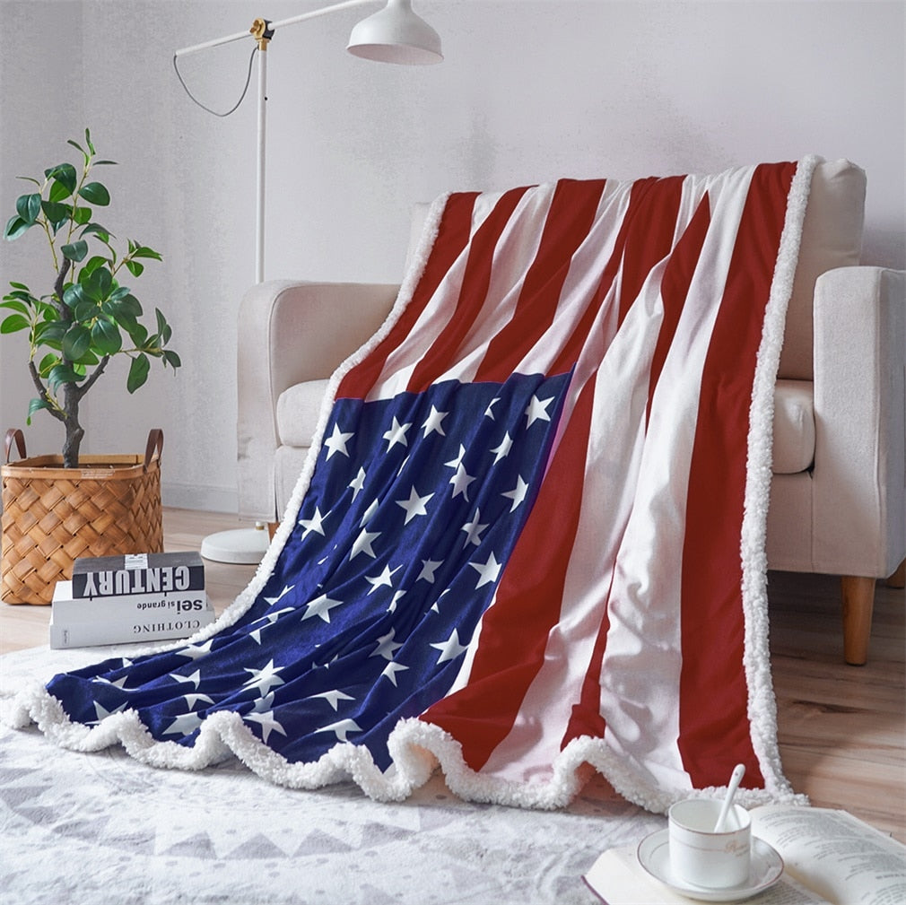 American Flag Sherpa Blanket