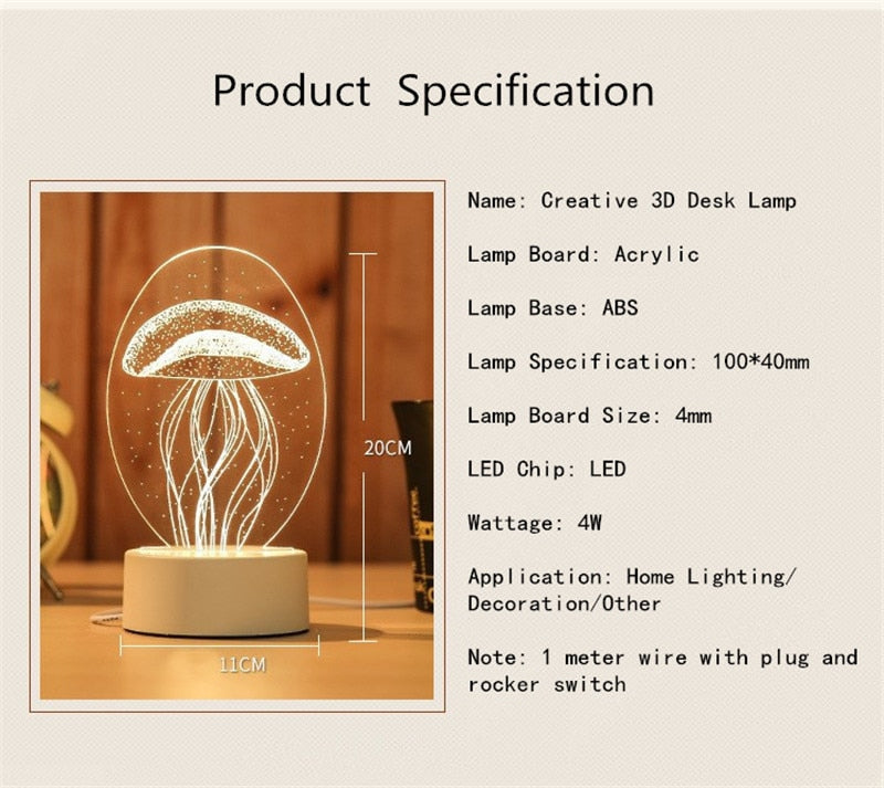 3D Transparent LED Night Lamps