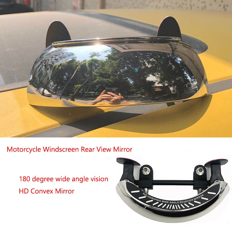 Motorcycle Windscreen 180+ Degree Blind Spot Mirror Wide Angle Rearview Mirrors