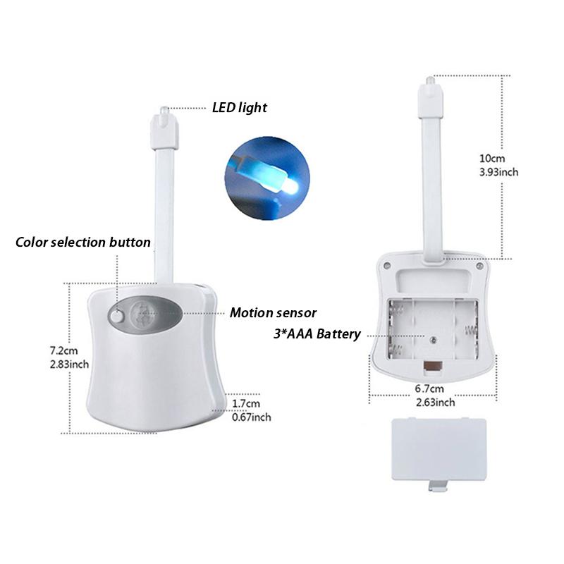 Smart Bathroom Toilet Nightlight LED Body Motion Activated On/Off Seat Sensor Lamp 8 Color PIR Toilet Night Light lamp - Perfenq