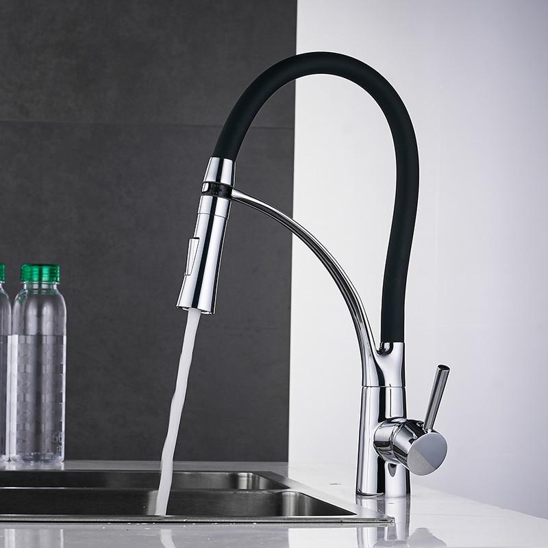 LED Kitchen Faucets with Rubber Design Chrome - Perfenq