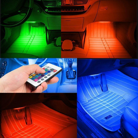 Universal Car Interior RGB LED Lights with Remote Control - Perfenq