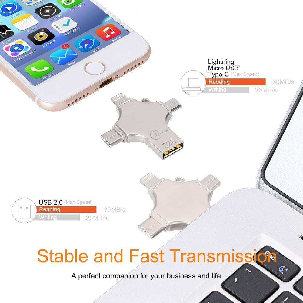 4 in 1 USB Drive for All Devices (iOS, Android, Windows, MAC, Linux) - Perfenq