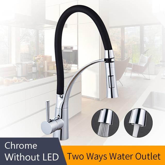 LED Kitchen Faucets with Rubber Design Chrome - Perfenq