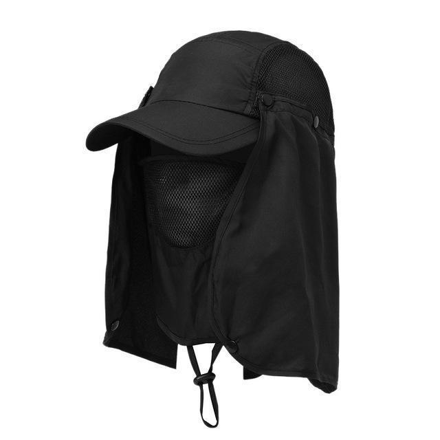Cap with Neck Flap - 360 Degree UV Protection Cap Black