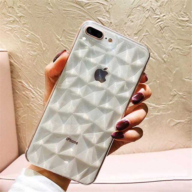 Diamond Texture Transparent iPhone Case - Perfenq