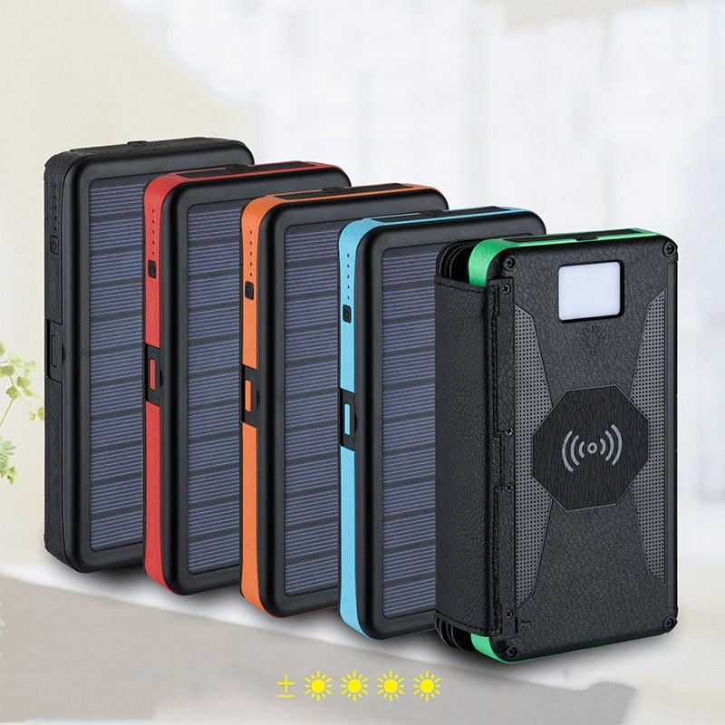 Water-Resistant Solar Wireless Powerbank 20000 mAh - Perfenq